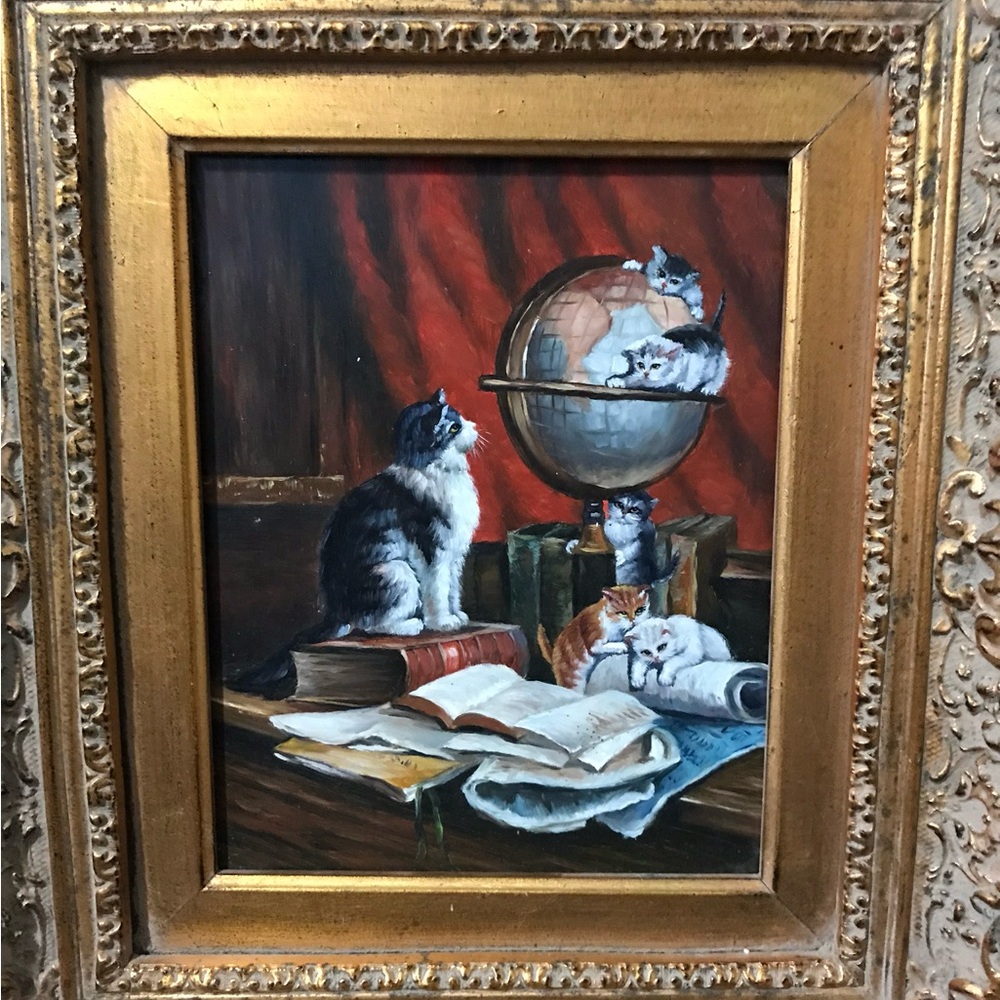 Antique painting with frame 15.5” x 17.5”